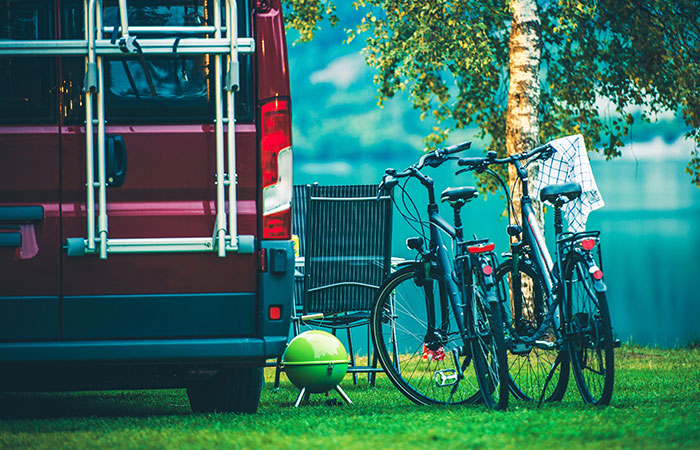 RV camping and biking
